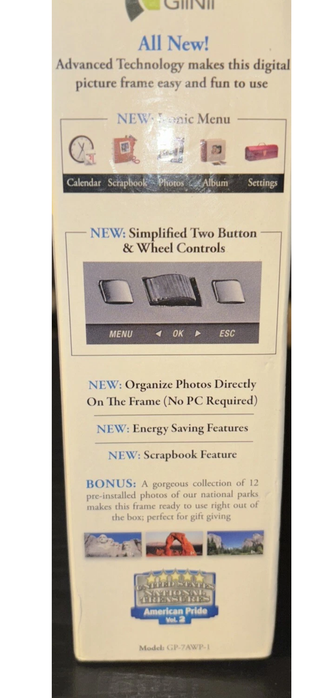 7 Inch Digital Photo Frame by GiiNii Wood Frame GP-7AWP-1 New in Box