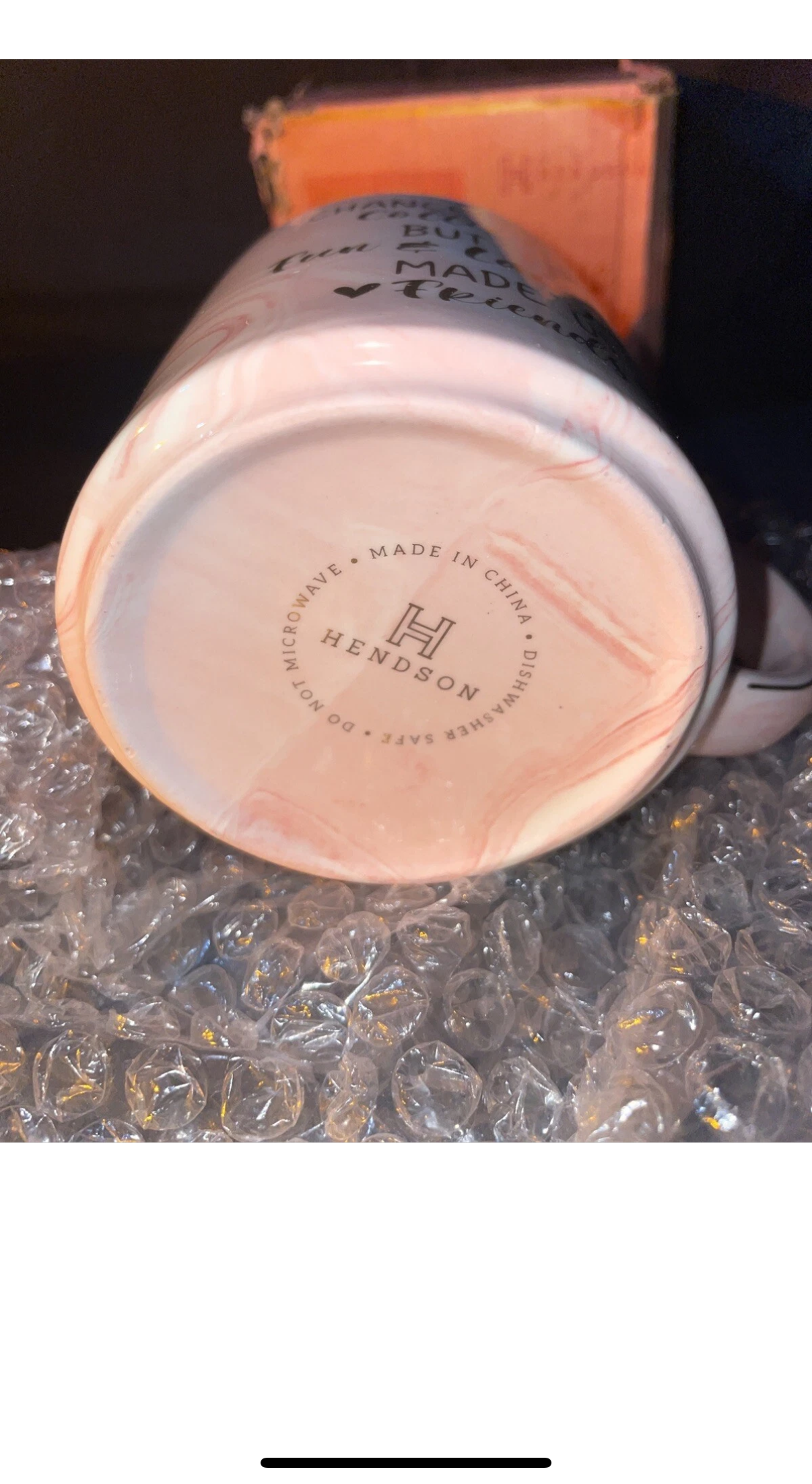 B-Day Mug For Co-Worker-Henderson Pink Marble Ceramic Mug W/Gold Accents