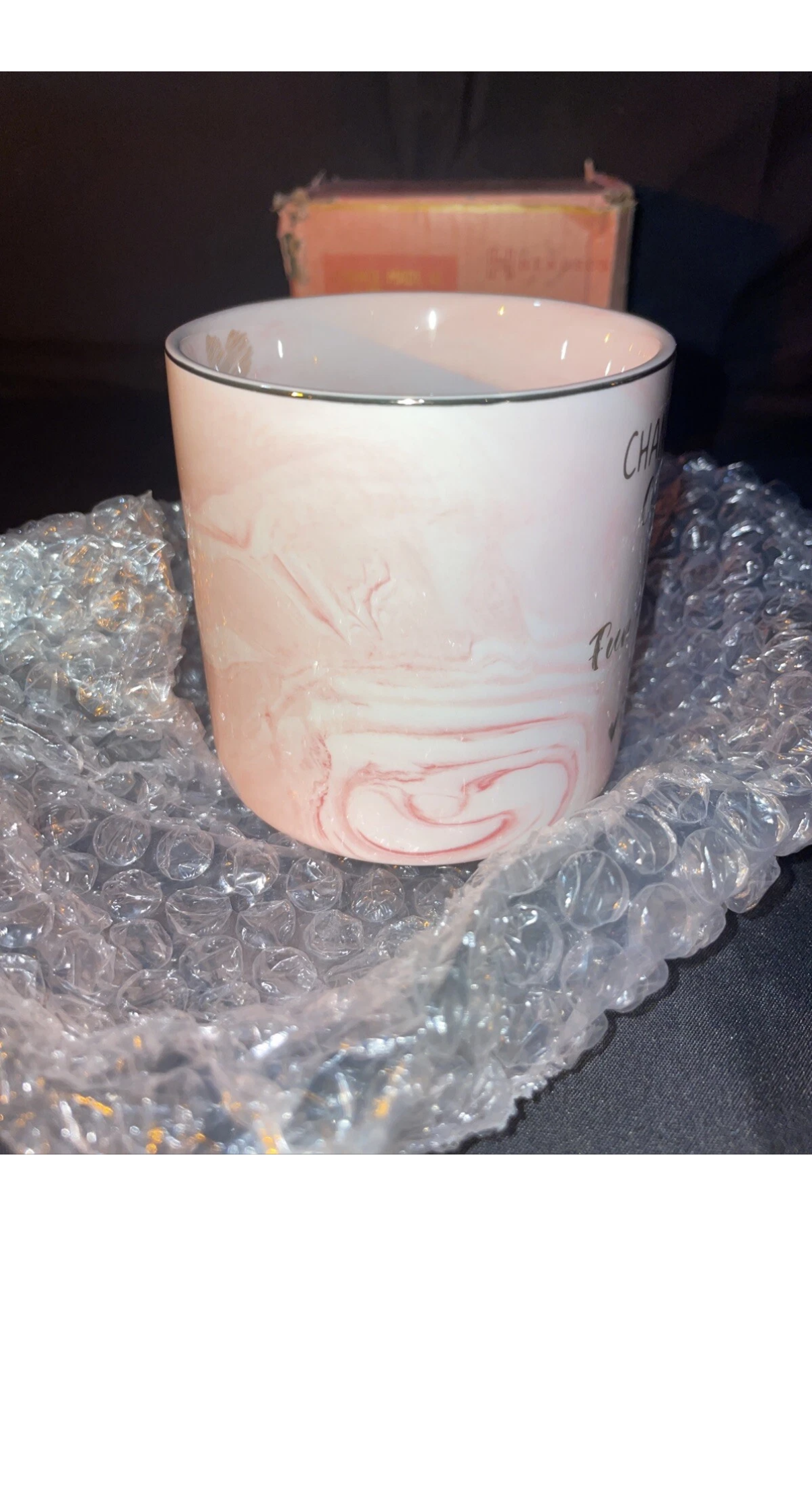 B-Day Mug For Co-Worker-Henderson Pink Marble Ceramic Mug W/Gold Accents