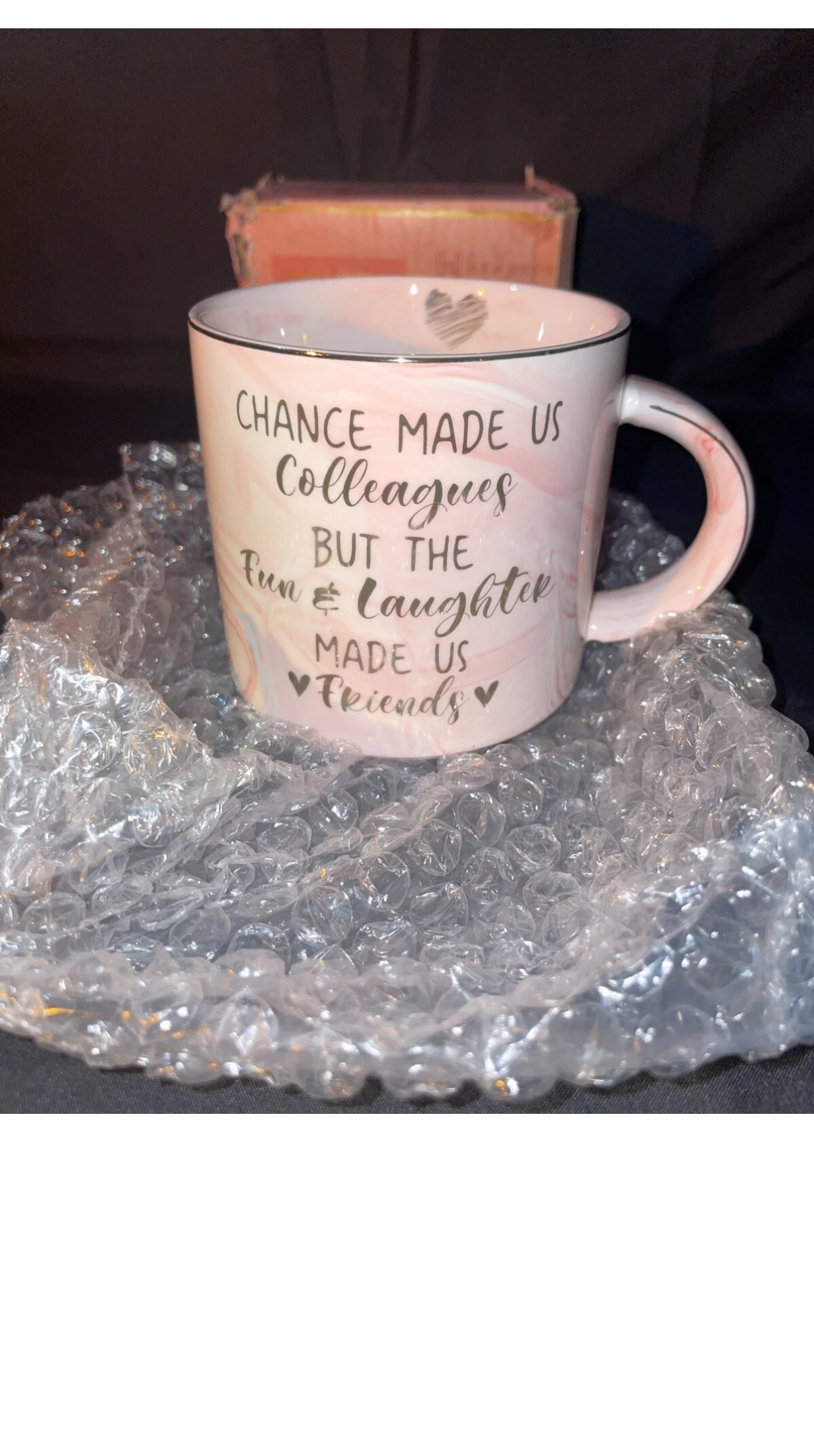 B-Day Mug For Co-Worker-Henderson Pink Marble Ceramic Mug W/Gold Accents