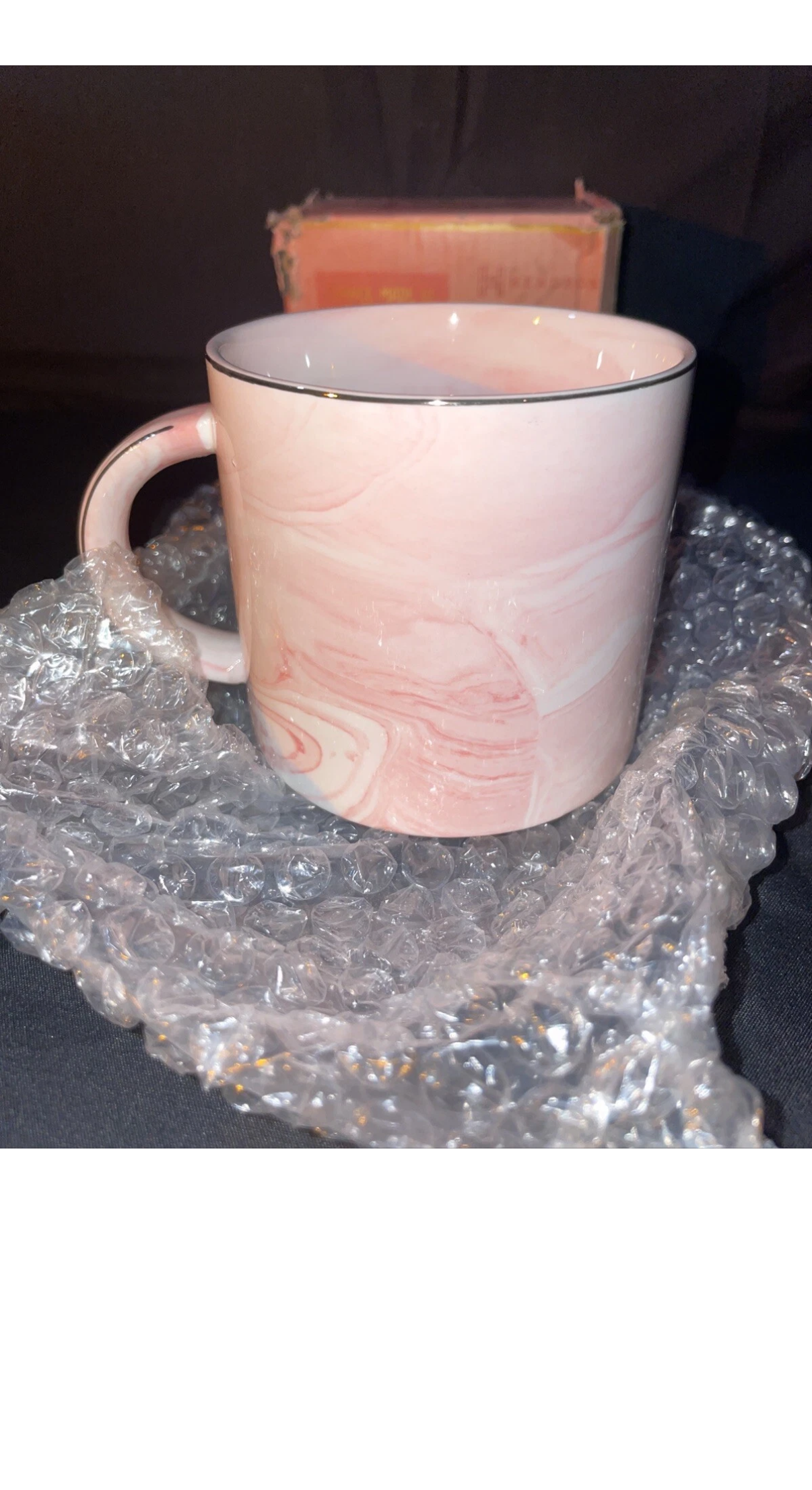 B-Day Mug For Co-Worker-Henderson Pink Marble Ceramic Mug W/Gold Accents