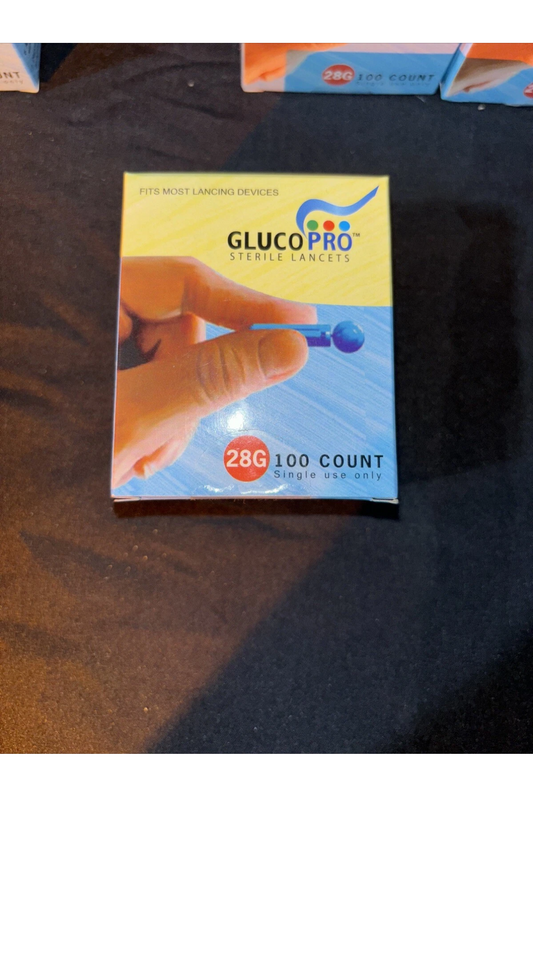 600 Gluco Pro Lancets 28 gauge 6 Box's of 100 Exp 3-16