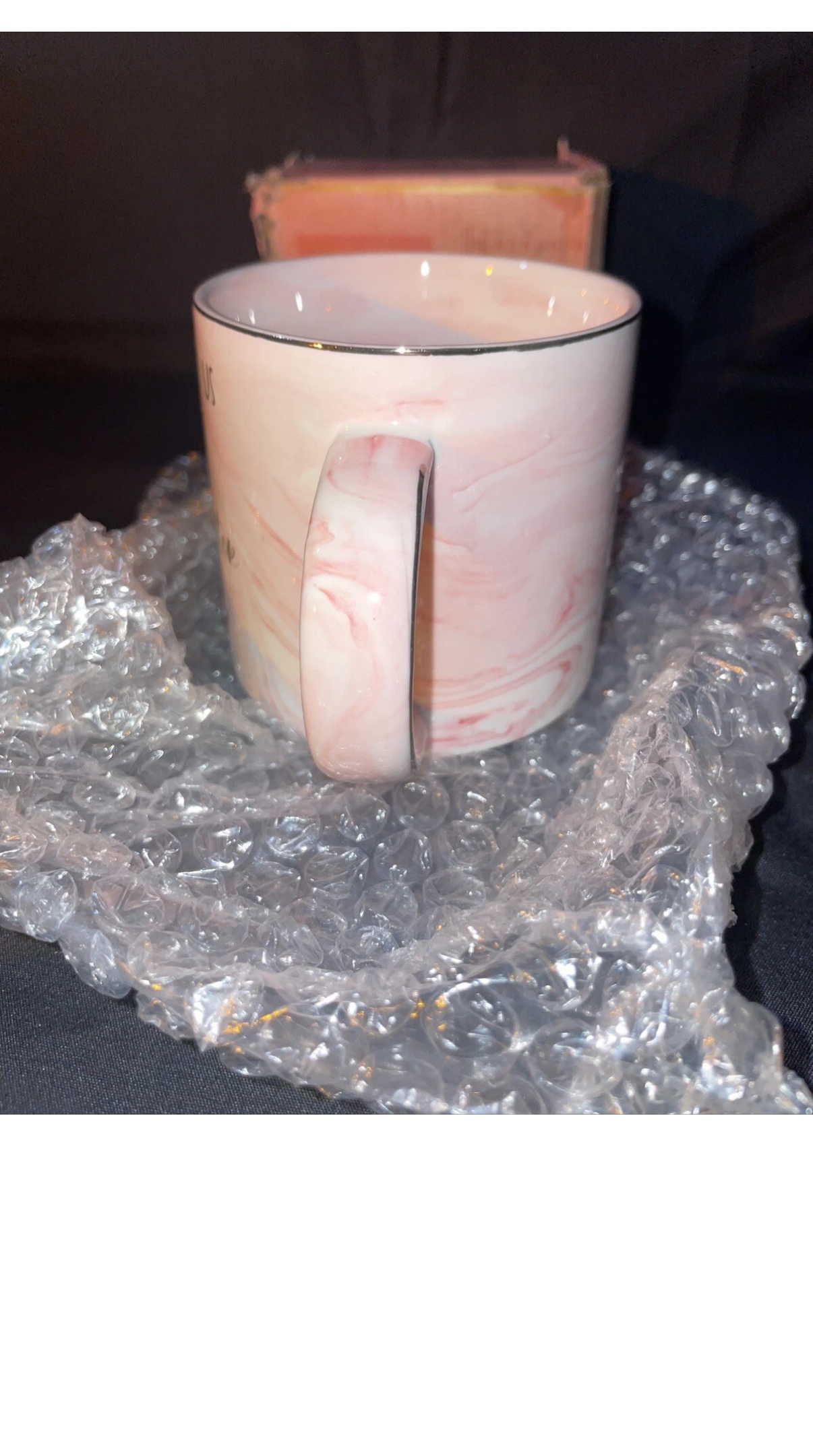 B-Day Mug For Co-Worker-Henderson Pink Marble Ceramic Mug W/Gold Accents
